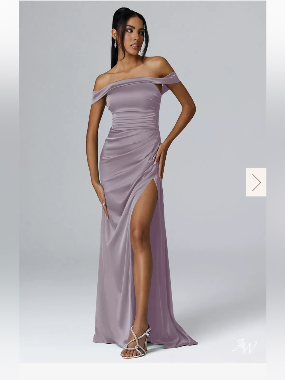Off-Shoulder Lavender Evening Gown with Side Slit
